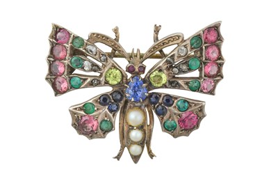 Lot 2406 - A Multi-Gem Set Butterfly Brooch set...