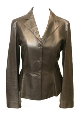 Lot 1006 - A Dark Brown Giorgio Armani Leather Jacket,...