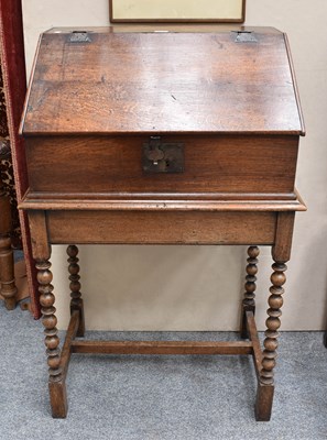 Lot 1150 - 18th Century Oak Bible Box on Associated Stand,...
