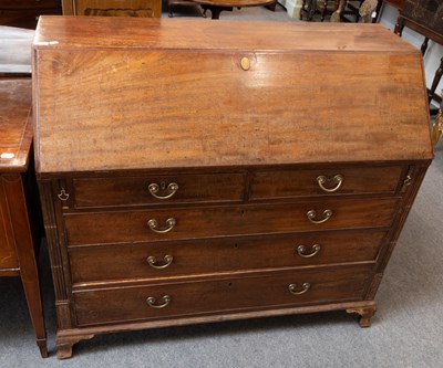 Lot 1204 - A George III Mahogany Bureau, the fitted...