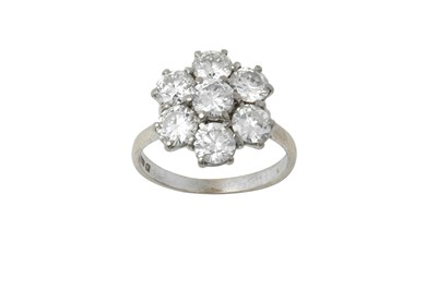 Lot 2241 - An 18 Carat White Gold Diamond Cluster Ring...