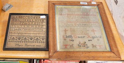 Lot 1336 - Alphabet Sampler Worked by Mary Barrow 1845,...
