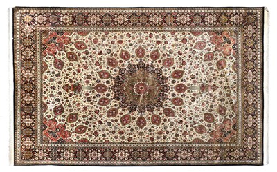 Lot 340 - Ghom Silk Carpet Central Iran, Circa 1980 The...