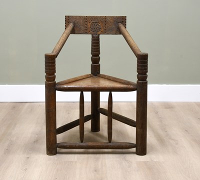 Lot 485 - A 19th Century Carved Oak Turner's Chair, of...