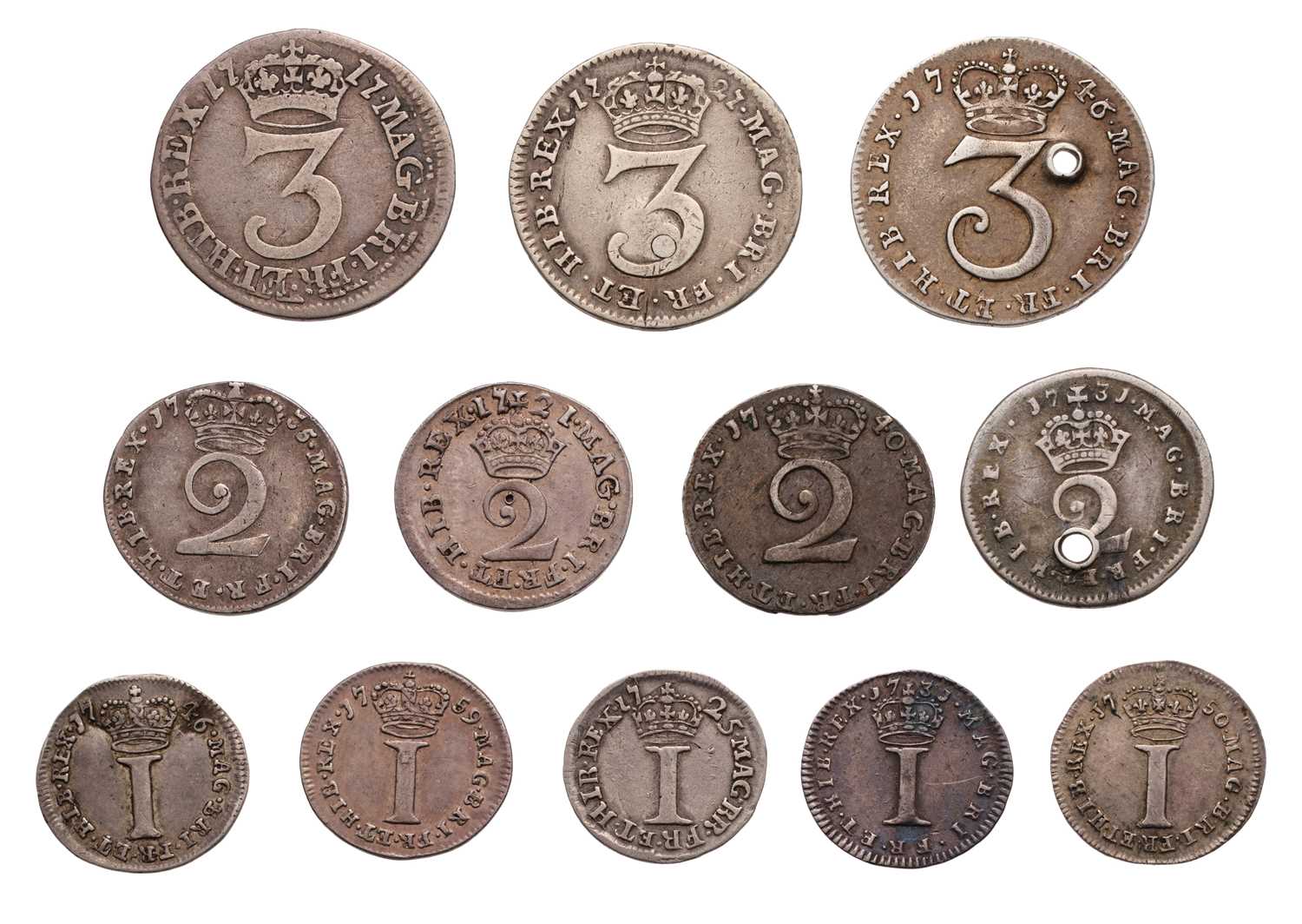 Lot 71 - George I and II, Maundy Oddments, 12 coins to...