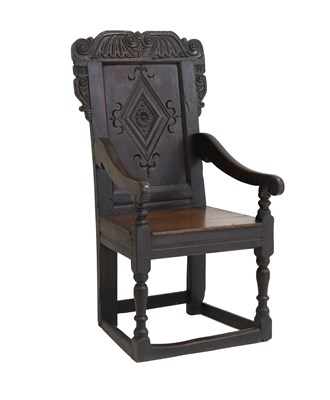 Lot 347 - A Joined Oak Wainscot Armchair, probably Leeds,...
