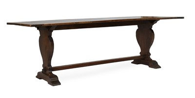 Lot 499 - An Oak Refectory-Style Dining Table, the plank...