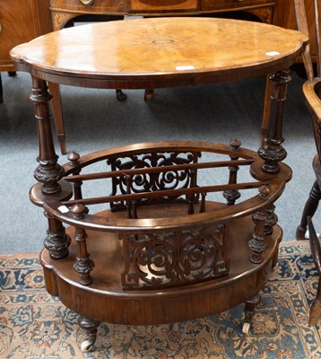 Lot 1211 - A Victorian Inlaid Whatnot Canterbury, 74cm by...