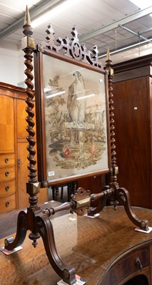 Lot 1247 - A Victorian Parcel Gilt Mahogany Fire Screen,...