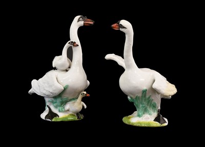 Lot 207 - A Pair of Meissen Porcelain Figures of Swans,...