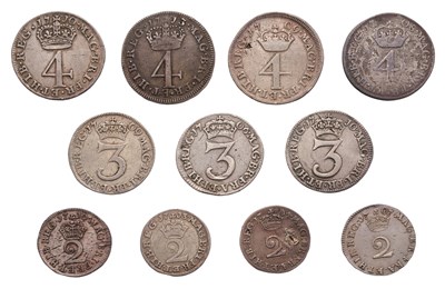 Lot 70 - Queen Anne, Maundy Oddments, 11 coins in total,...