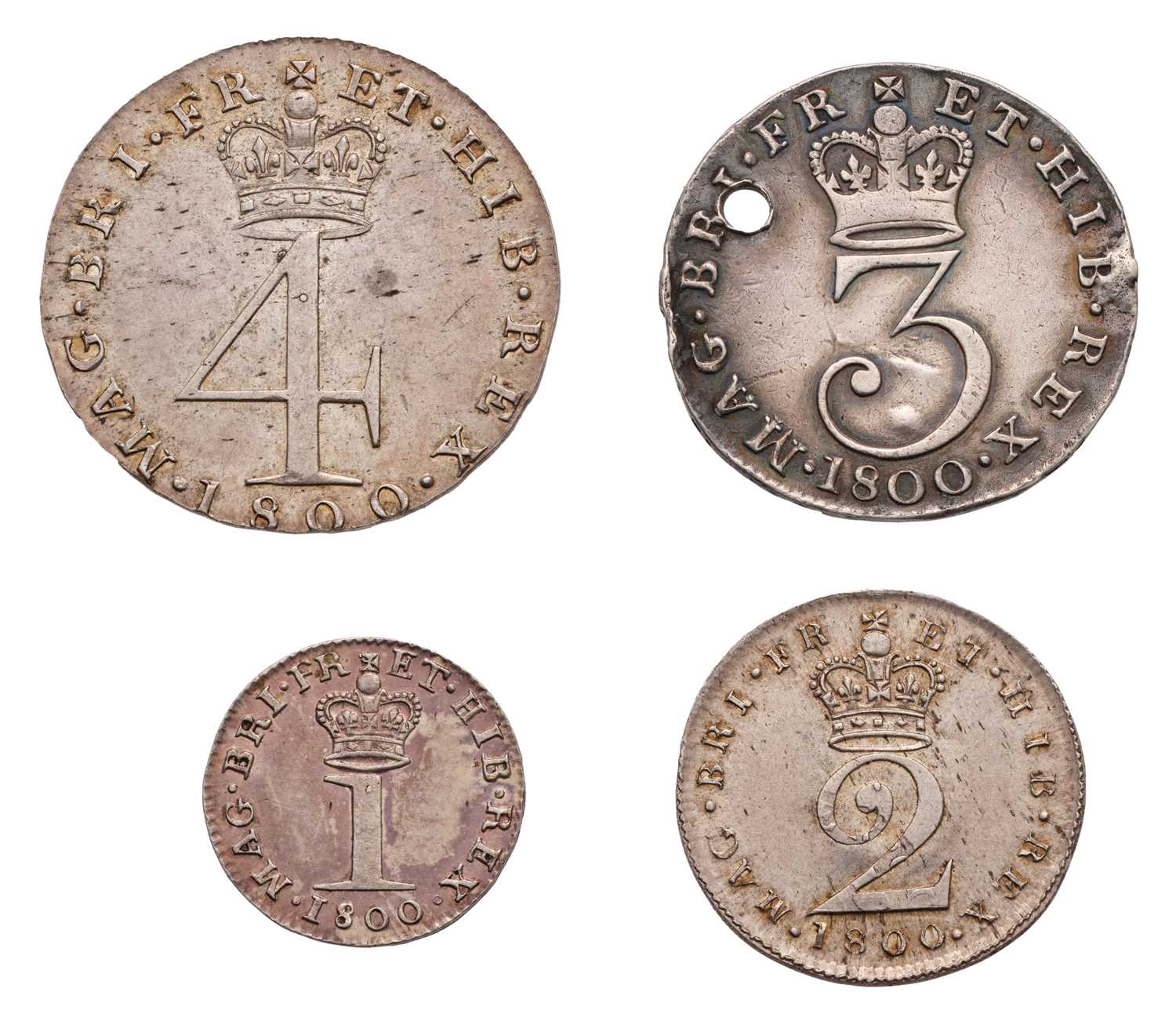 Lot 73 - George III, Maundy Set 1800, 4 coins...