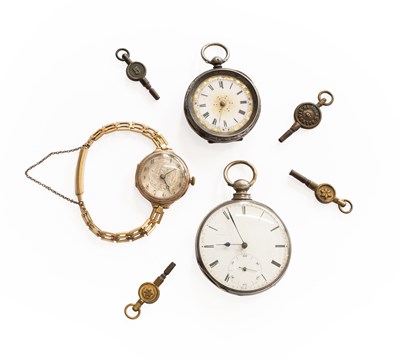 Lot 373 - A Lady's 9 Carat Gold Wristwatch, a cylinder...