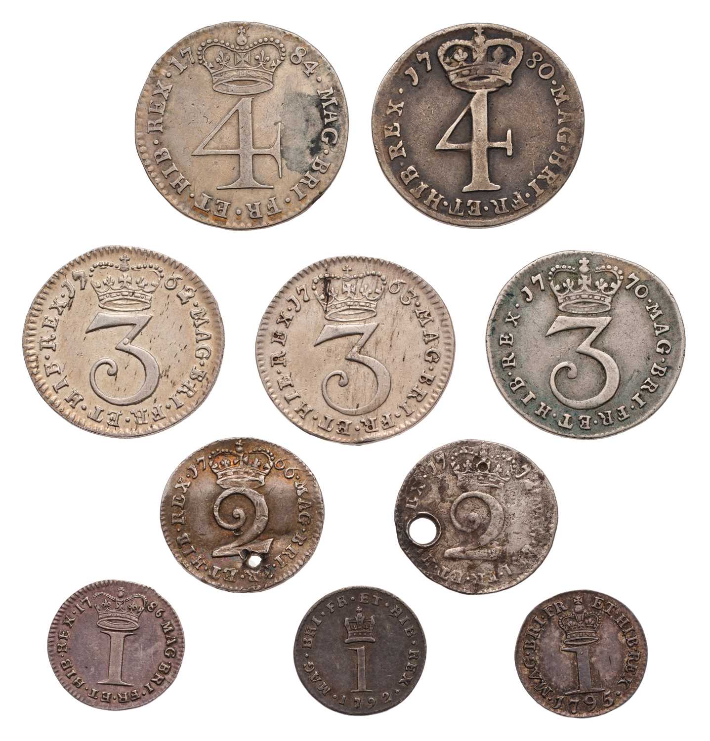 Lot 72 - George III, Maundy Oddments, 10 coins to...