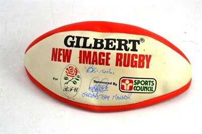 Lot 165 - Gilbert New Image rugby ball, signed by Geoff Cooke (England team manager) 1991-2, both years...