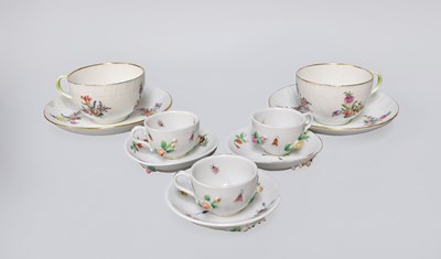 Lot 14 - Three Meissen Style Porcelain Cabinet Cups and...