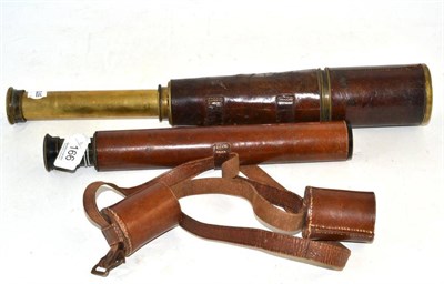 Lot 166 - A military three draw telescope signed Broadhurst, Clarkson & Co and another telescope