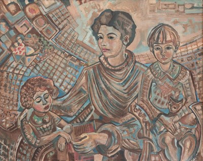 Lot 1055 - Arthur Kitching (1912-1981) Mother and her two...