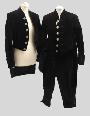 Lot 2036 - Midnight Blue Velvet Court Tail Jacket with...