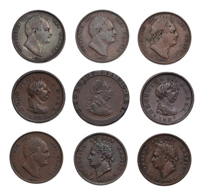 Lot 43 - George III, George IV and William IV Pennies,...