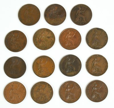 Lot 60 - Assorted Victoria 'Young Head' Pennies, 15 in...