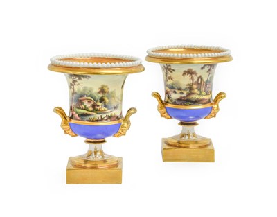 Lot 230 - A Pair of English Porcelain Campana Vases,...