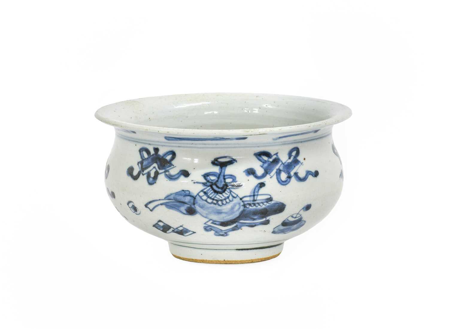 Lot 2 - A Chinese Porcelain Censer, Kangxi, of ovoid...