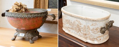 Lot 352 - A Staffordshire Style Pottery Twin-Handled...