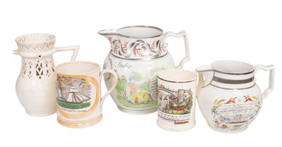Lot 55 - A Documentary Pearlware Jug, 1811, with silver...