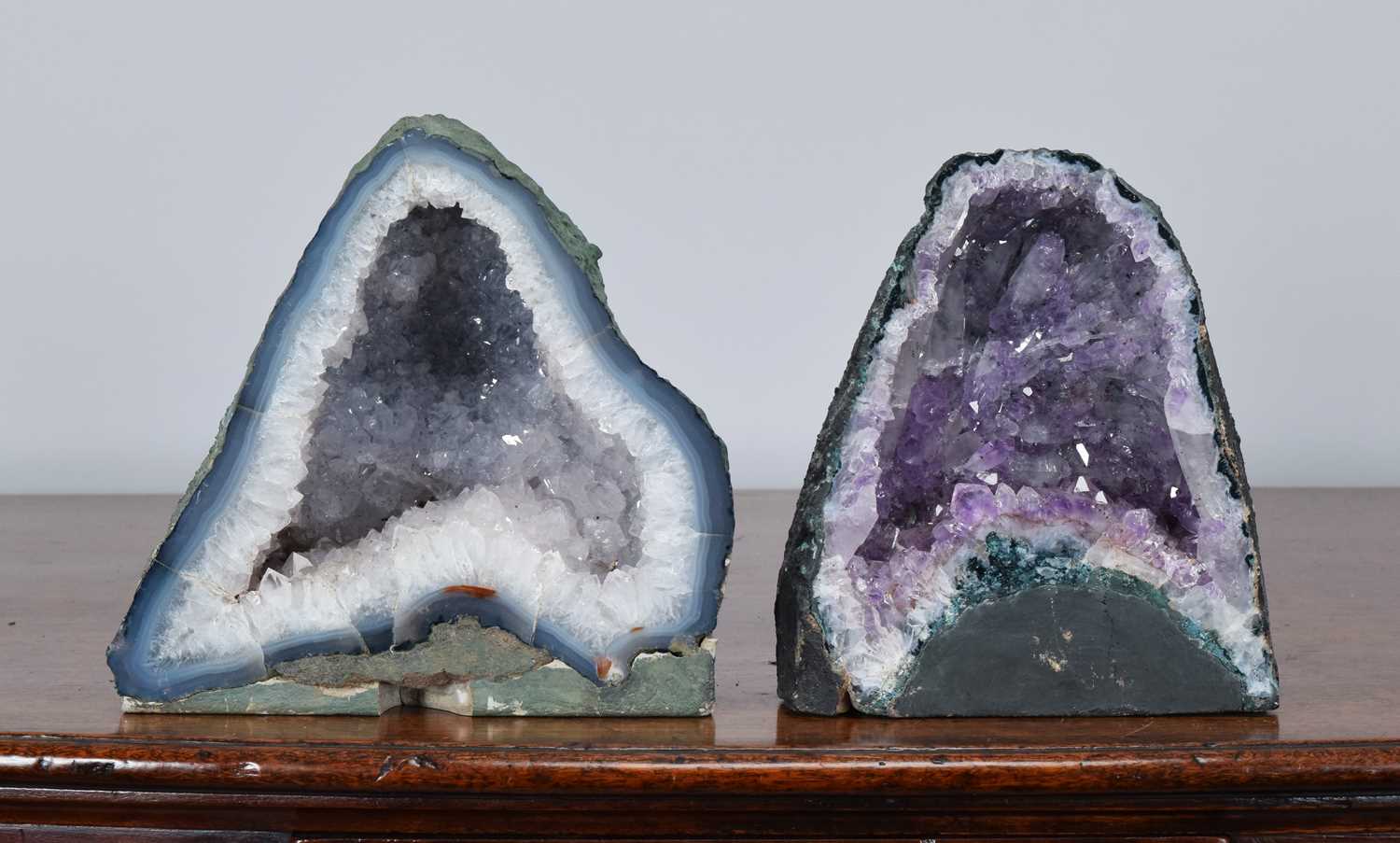 Lot 95 - Minerals/Fossils: A Blue Agate Geode and...