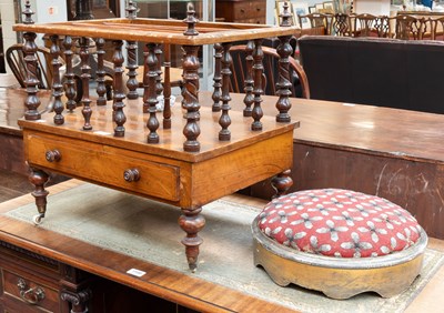 Lot 1198 - A Victorian Giltwood Footstool with beadwork...