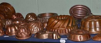 Lot 182 - A collection of mostly 20th century copper jelly and food moulds of various sizes