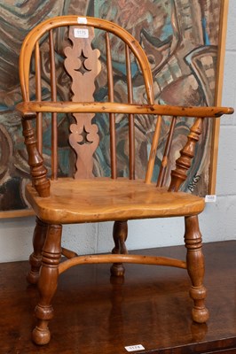 Lot 1175 - A 20th Century Childs Yew Wood Windsor Chair,...