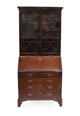 Lot 408 - A George III Mahogany Bureau Bookcase, late...