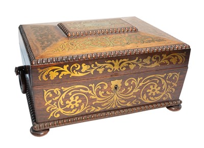 Lot 284 - A Regency Brass-Inlaid Rosewood Workbox, of...