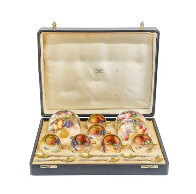 Lot 239 - A Set of Six Royal Worcester Porcelain Cabinet...