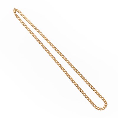 Lot 303 - A 9 Carat Gold Flat Curb Link Chain, length 49cm