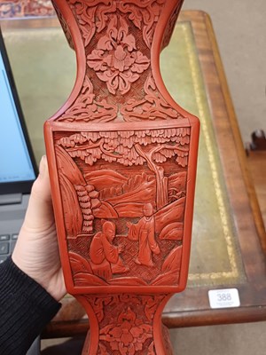 Lot 73 - A Pair of Chinese Cinnabar Lacquer Vases, in...