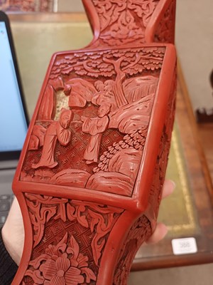 Lot 73 - A Pair of Chinese Cinnabar Lacquer Vases, in...