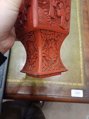 Lot 73 - A Pair of Chinese Cinnabar Lacquer Vases, in...