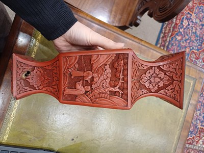 Lot 73 - A Pair of Chinese Cinnabar Lacquer Vases, in...