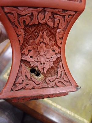 Lot 73 - A Pair of Chinese Cinnabar Lacquer Vases, in...