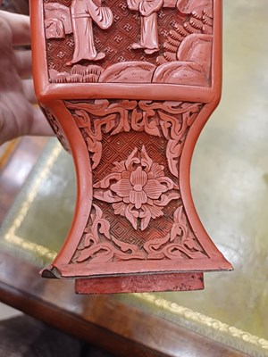 Lot 73 - A Pair of Chinese Cinnabar Lacquer Vases, in...
