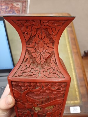 Lot 73 - A Pair of Chinese Cinnabar Lacquer Vases, in...