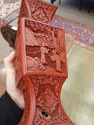 Lot 73 - A Pair of Chinese Cinnabar Lacquer Vases, in...