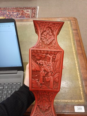 Lot 73 - A Pair of Chinese Cinnabar Lacquer Vases, in...