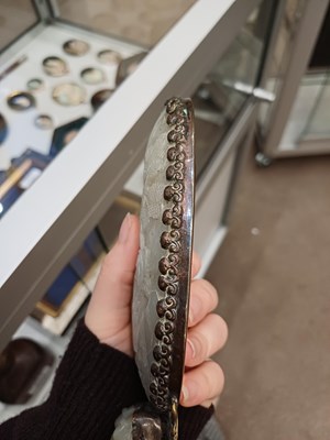 Lot 78 - A Chinese Jade-Mounted Hand Mirror, the jade...