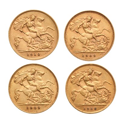 Lot 202 - 4x Edward VII, Half Sovereigns, to include:...