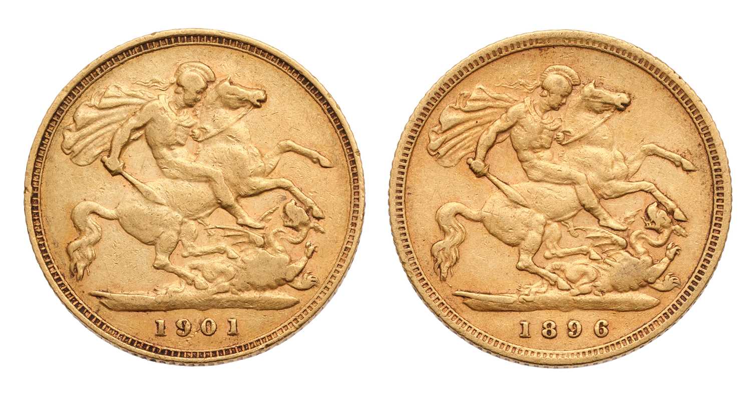 Lot 177 - 2x Victoria, Half Sovereigns, 1896 and 1901;...
