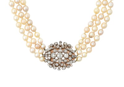 Lot 2265 - A Triple Row Cultured Pearl Necklace, with A...